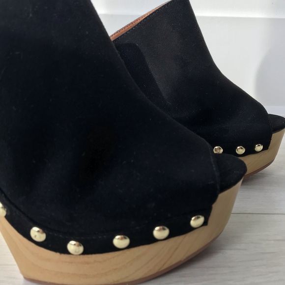 Size 8.5 Chunky Block Platforms Black Suede - Picture 4 of 5